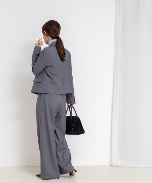 NOLLEY’S Sophi(ノーリーズソフィ)の「《セットアップ対応》ウォッシャブルウール混ツイルショートジャケット(テーラードジャケット・レディース・グレー/キャメル・38/36/34)」の5枚目の写真