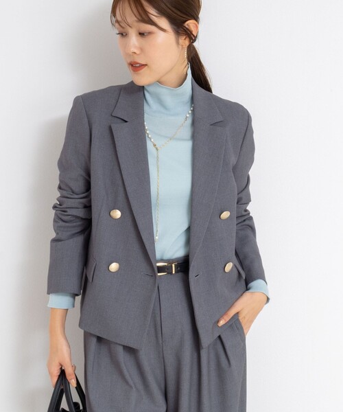 NOLLEY’S Sophi(ノーリーズソフィ)の「《セットアップ対応》ウォッシャブルウール混ツイルショートジャケット(テーラードジャケット・レディース・グレー/キャメル・38/36/34)」の7枚目の写真