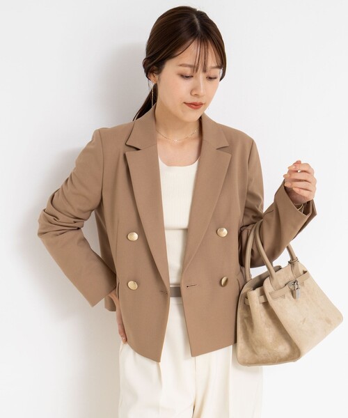 NOLLEY’S Sophi(ノーリーズソフィ)の「《セットアップ対応》ウォッシャブルウール混ツイルショートジャケット(テーラードジャケット・レディース・グレー/キャメル・38/36/34)」の13枚目の写真