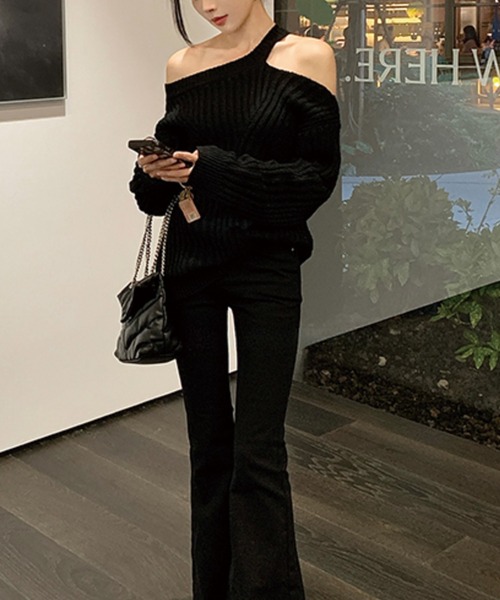 ADDITION STORE(アディションストア)の「\首周りのデザインが可愛い/ワンショルダー ロングスリーブニット / One-shoulder long-sleeve knit ( asnit )(ニット/セーター・レディース・ホワイト/ブラック・FREE)」の15枚目の写真