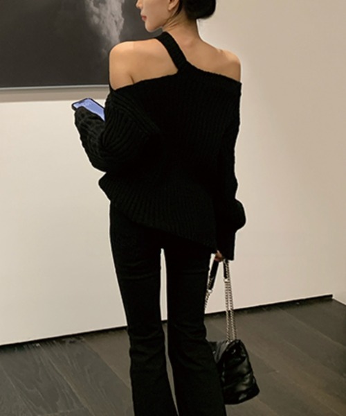 ADDITION STORE(アディションストア)の「\首周りのデザインが可愛い/ワンショルダー ロングスリーブニット / One-shoulder long-sleeve knit ( asnit )(ニット/セーター・レディース・ホワイト/ブラック・FREE)」の17枚目の写真