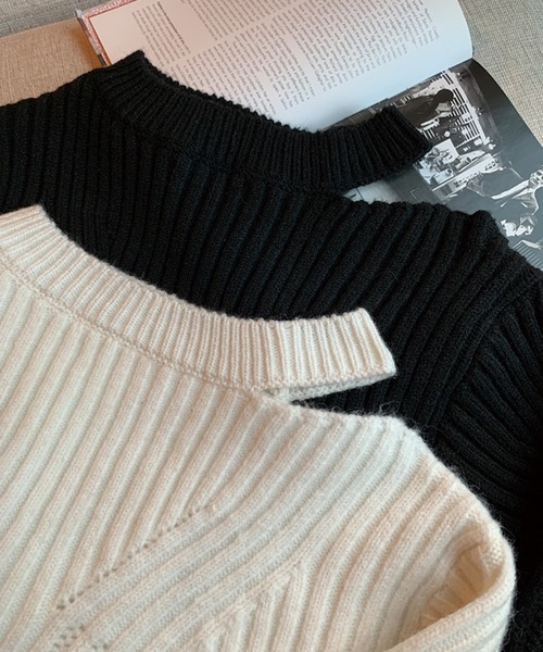 ADDITION STORE(アディションストア)の「\首周りのデザインが可愛い/ワンショルダー ロングスリーブニット / One-shoulder long-sleeve knit ( asnit )(ニット/セーター・レディース・ホワイト/ブラック・FREE)」の19枚目の写真
