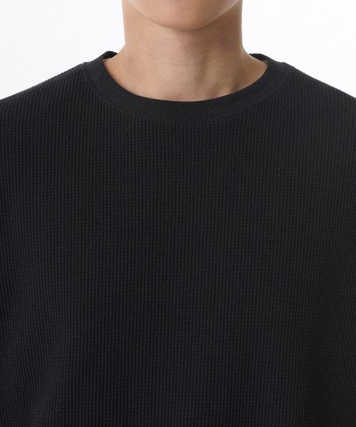 MUSINSA STANDARD（ムシンサスタンダード）の「ワッフルリラックスクルーネックTシャツ[ブラック]（Tシャツ/カットソー・メンズ・その他・SMALL/MEDIUM/LARGE/X-LARGE/XX-LARGE/XXX-LARGE）」の3枚目の写真