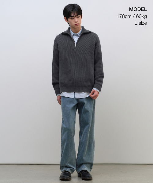 MUSINSA STANDARD（ムシンサスタンダード）の「リラックスドリブハーフジップニット[グレー]（ニット/セーター・メンズ・その他・SMALL/MEDIUM/LARGE/X-LARGE/XX-LARGE）」の15枚目の写真