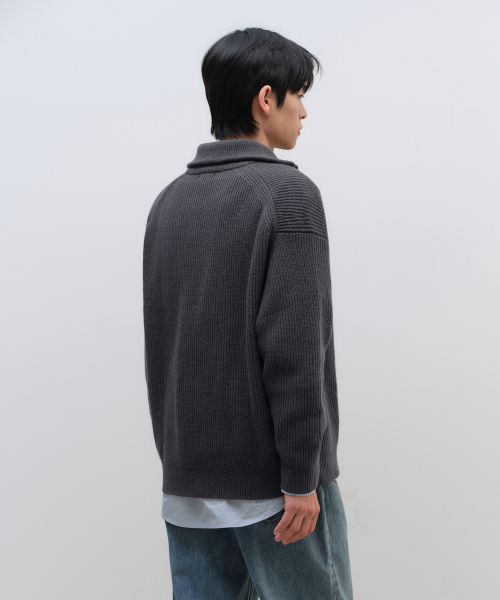 MUSINSA STANDARD（ムシンサスタンダード）の「リラックスドリブハーフジップニット[グレー]（ニット/セーター・メンズ・その他・SMALL/MEDIUM/LARGE/X-LARGE/XX-LARGE）」の14枚目の写真