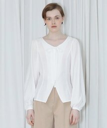 RIBBON TIE BLOUSE (WHITE)