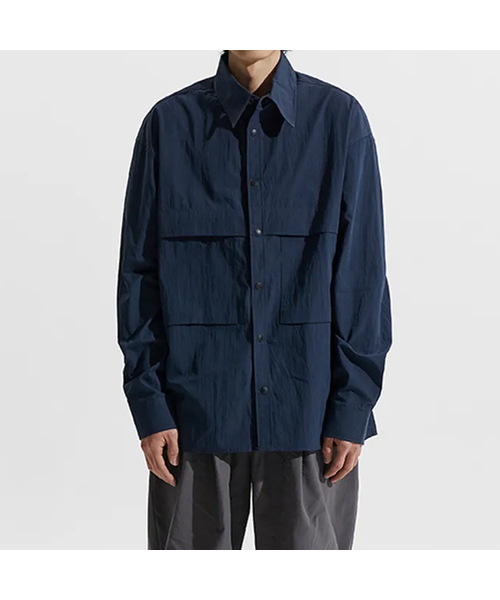 XERO（ゼロ）の「Fold Easy Button Nylon Shirts [4 Colors]（シャツ/ブラウス・レディース・ライトグレー/チャコール/ネイビー/スカイブルー・LARGE/MEDIUM）」の4枚目の写真