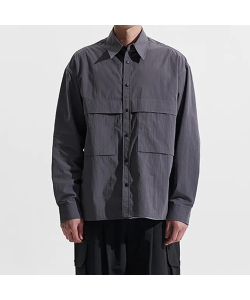 XERO（ゼロ）の「Fold Easy Button Nylon Shirts [4 Colors]（シャツ/ブラウス・レディース・ライトグレー/チャコール/ネイビー/スカイブルー・LARGE/MEDIUM）」の2枚目の写真