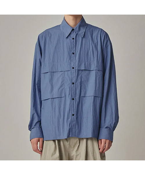 XERO（ゼロ）の「Fold Easy Button Nylon Shirts [4 Colors]（シャツ/ブラウス・レディース・ライトグレー/チャコール/ネイビー/スカイブルー・LARGE/MEDIUM）」の3枚目の写真