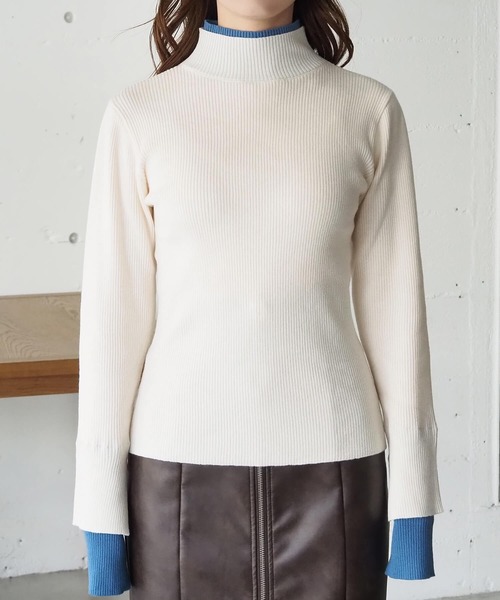 tiptop(ティップトップ)の「配色レイヤードハイネックプルオーバー(ニット/セーター・レディース・アイボリー/ブラック/チャコールグレー/レッド・FREE)」の14枚目の写真