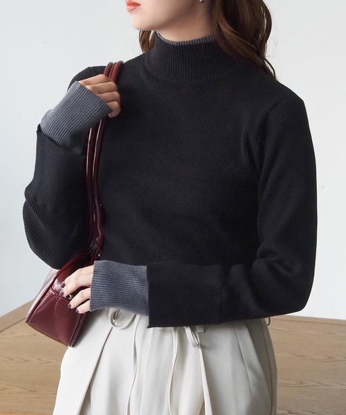 tiptop(ティップトップ)の「配色レイヤードハイネックプルオーバー(ニット/セーター・レディース・アイボリー/ブラック/チャコールグレー/レッド・FREE)」の17枚目の写真