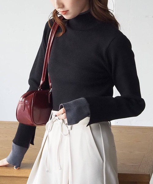 tiptop(ティップトップ)の「配色レイヤードハイネックプルオーバー(ニット/セーター・レディース・アイボリー/ブラック/チャコールグレー/レッド・FREE)」の18枚目の写真