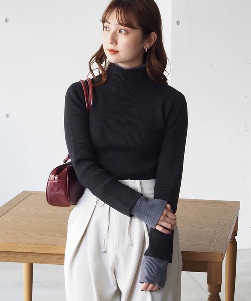 tiptop(ティップトップ)の「配色レイヤードハイネックプルオーバー(ニット/セーター・レディース・アイボリー/ブラック/チャコールグレー/レッド・FREE)」の19枚目の写真