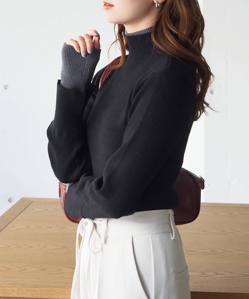 tiptop(ティップトップ)の「配色レイヤードハイネックプルオーバー(ニット/セーター・レディース・アイボリー/ブラック/チャコールグレー/レッド・FREE)」の21枚目の写真