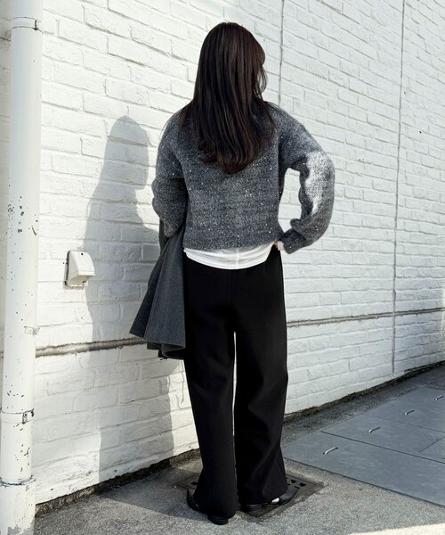 fredy emue（フレディエミュ）の「スパンコールニットカーディガン（カーディガン/ボレロ・レディース・チャコールグレー/ライトグレー/ベージュ/ピンク・38）」の8枚目の写真