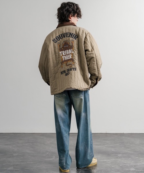 KRIFF MAYER（クリフメイヤー）の「KRIFF MAYER クリフメイヤー スーベニア刺繍キルトコーチジャケット/ナイロンキルティングブルゾン 2515104（ナイロンジャケット・メンズ・ダークブラウン/レンガ/ベージュ/マスタード/セージグリーン/ブラック・M/L/XL）」の21枚目の写真