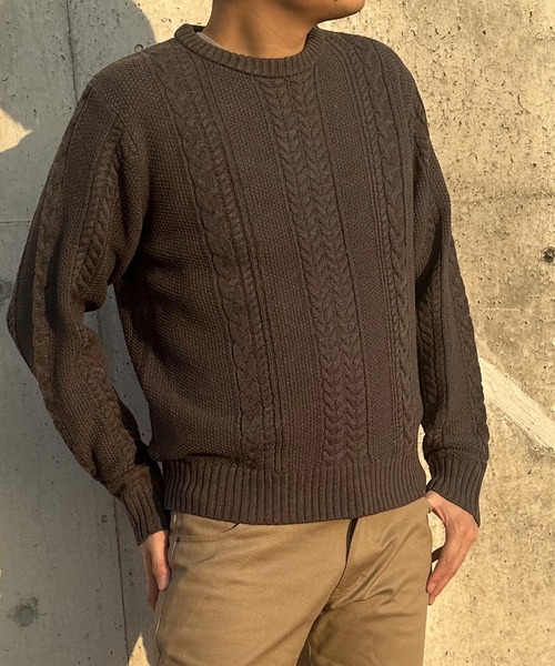 ARCADE（アーケード）の「ケーブル編みニットセーター クルーネック（ニット/セーター・メンズ・グレー/ホワイト/ネイビー/チャコール/ブラック・M/L/XL）」の7枚目の写真
