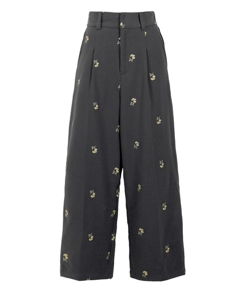 Petitle（プチレ）の「[ 低身長向けサイズ ] 花柄刺繍タックワイドパンツ（その他パンツ・レディース・ブラウン/チャコール・PM）」の14枚目の写真