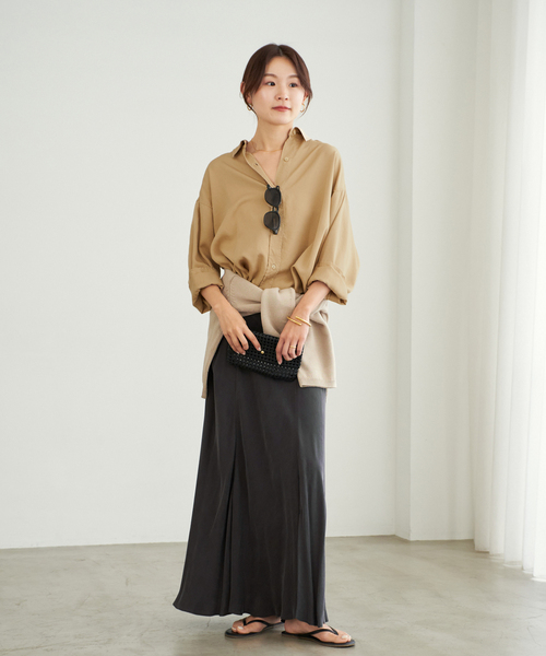 WEB限定追加》Washable Fibril ロングスカート 4（スカート）｜Plage