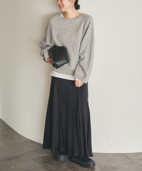 WEB限定追加》Washable Fibril ロングスカート 4（スカート）｜Plage