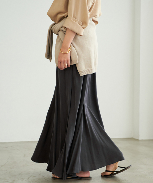 WEB限定追加》Washable Fibril ロングスカート 4（スカート）｜Plage