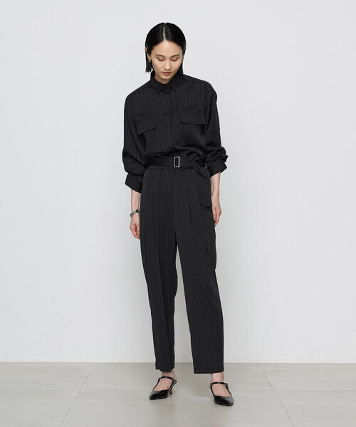 COMME CA（コムサ）の「〔 TALLサイズ 〕 【ブライトリーセットアップ】サテンストライプ パンツ（スラックス・レディース・ブラック/グレー系その他・15号/13号）」の5枚目の写真