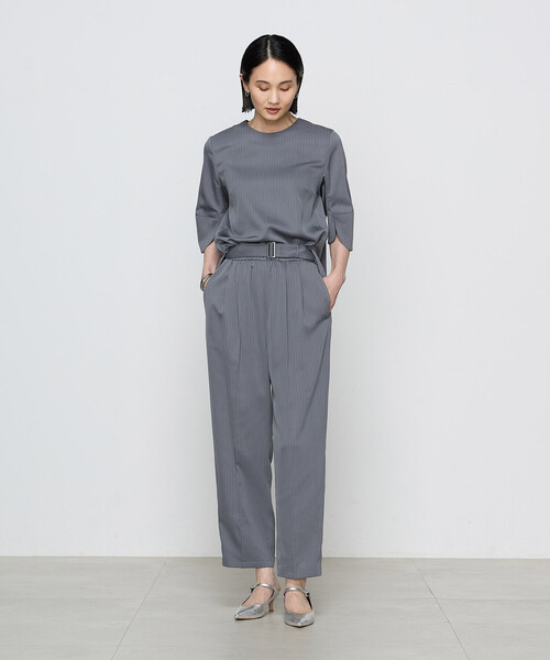 COMME CA（コムサ）の「〔 TALLサイズ 〕 【ブライトリーセットアップ】サテンストライプ パンツ（スラックス・レディース・ブラック/グレー系その他・15号/13号）」の7枚目の写真