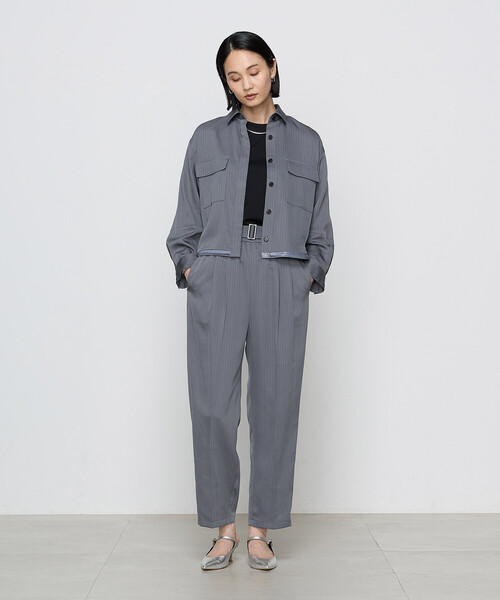 COMME CA（コムサ）の「〔 TALLサイズ 〕 【ブライトリーセットアップ】サテンストライプ パンツ（スラックス・レディース・ブラック/グレー系その他・15号/13号）」の10枚目の写真