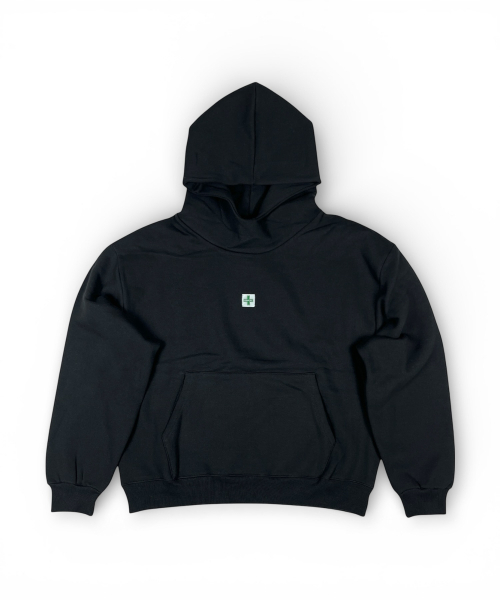 Soft High Neck Balloon Hoodie (Black)