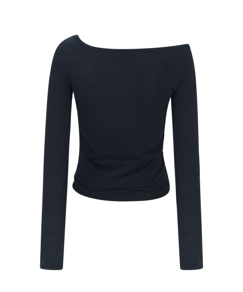PLEASENOFOLLOW（プリーズノーフォロー）の「Dulce Unbal Button Long Sleeve Top (Black)（Tシャツ/カットソー・レディース・その他・FREE）」の3枚目の写真