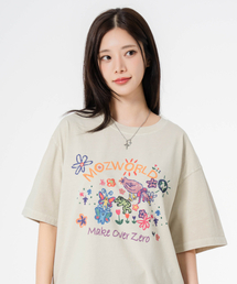 MOZMOZ（モズモズ）の「モズワールド オーバーサイズ ピグメント 半袖Tシャツ ベージュ（Tシャツ/カットソー）」