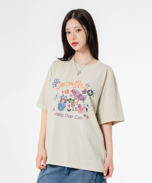 MOZMOZ(モズモズ)の「モズワールド オーバーサイズ ピグメント 半袖Tシャツ ベージュ(Tシャツ/カットソー・レディース・その他・M/XL/XXL)」の9枚目の写真