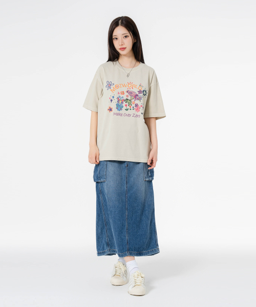MOZMOZ(モズモズ)の「モズワールド オーバーサイズ ピグメント 半袖Tシャツ ベージュ(Tシャツ/カットソー・レディース・その他・M/XL/XXL)」の10枚目の写真