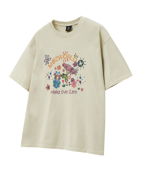 MOZMOZ(モズモズ)の「モズワールド オーバーサイズ ピグメント 半袖Tシャツ ベージュ(Tシャツ/カットソー・レディース・その他・M/XL/XXL)」の3枚目の写真
