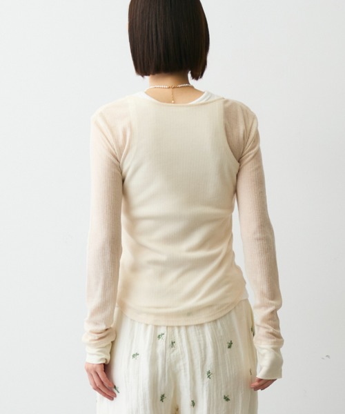 Trish（トリッシュ）の「シアーテレコヘンリーネックプルオーバー（Tシャツ/カットソー・レディース・グレー/アイボリー・FREE）」の13枚目の写真