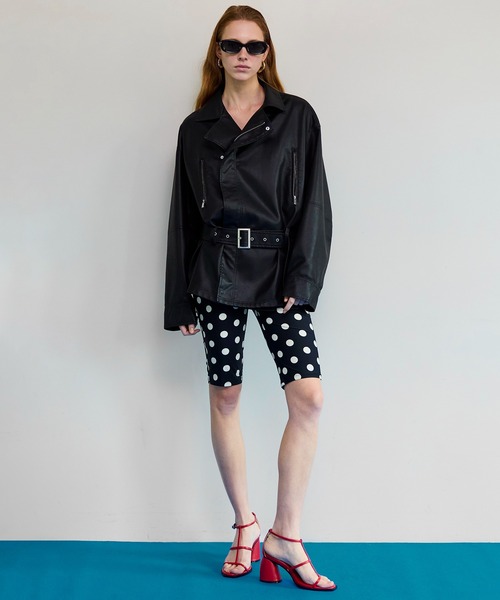 MAISON SPECIAL(メゾンスペシャル)の「Belted Faux Leather Jacket/ベルテッドフェイクレザージャケット(ブルゾン・レディース・ダークブラウン/ダークブラック/ブラック・FREE)」の6枚目の写真