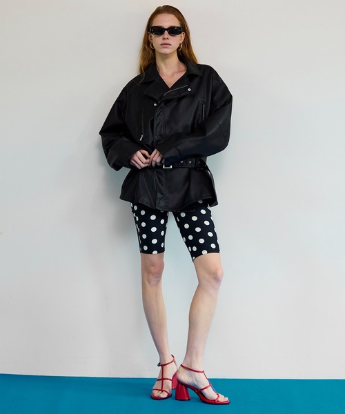 MAISON SPECIAL(メゾンスペシャル)の「Belted Faux Leather Jacket/ベルテッドフェイクレザージャケット(ブルゾン・レディース・ダークブラウン/ダークブラック/ブラック・FREE)」の7枚目の写真