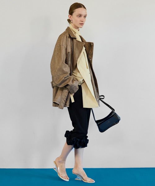 MAISON SPECIAL(メゾンスペシャル)の「Belted Faux Leather Jacket/ベルテッドフェイクレザージャケット(ブルゾン・レディース・ダークブラウン/ダークブラック/ブラック・FREE)」の10枚目の写真