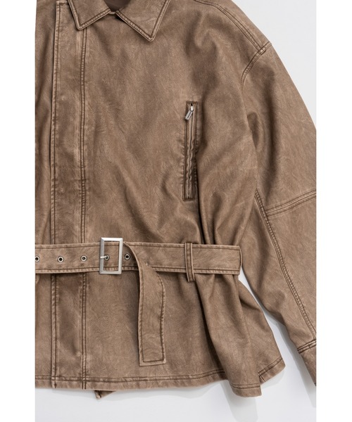 MAISON SPECIAL(メゾンスペシャル)の「Belted Faux Leather Jacket/ベルテッドフェイクレザージャケット(ブルゾン・レディース・ダークブラウン/ダークブラック/ブラック・FREE)」の18枚目の写真