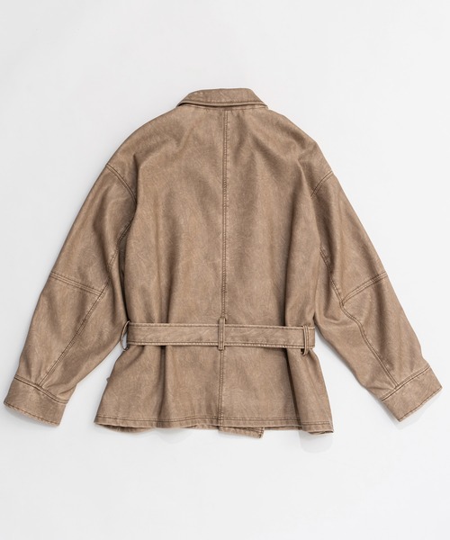 MAISON SPECIAL(メゾンスペシャル)の「Belted Faux Leather Jacket/ベルテッドフェイクレザージャケット(ブルゾン・レディース・ダークブラウン/ダークブラック/ブラック・FREE)」の19枚目の写真