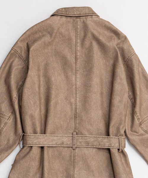 MAISON SPECIAL(メゾンスペシャル)の「Belted Faux Leather Jacket/ベルテッドフェイクレザージャケット(ブルゾン・レディース・ダークブラウン/ダークブラック/ブラック・FREE)」の20枚目の写真