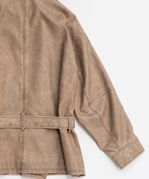 MAISON SPECIAL(メゾンスペシャル)の「Belted Faux Leather Jacket/ベルテッドフェイクレザージャケット(ブルゾン・レディース・ダークブラウン/ダークブラック/ブラック・FREE)」の21枚目の写真