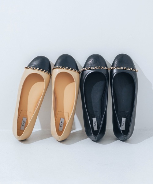 EVOL(イーボル)の「【柔らかい・クッション入り】チェーンフラットラウンドバレエ JA5896(バレエシューズ・レディース・ベージュ/ブラック・23.0cm/23.5cm/24.0cm/24.5cm/22.0cm/22.5cm/25.0cm)」の2枚目の写真