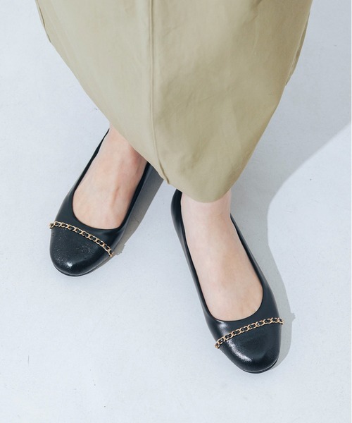 EVOL(イーボル)の「【柔らかい・クッション入り】チェーンフラットラウンドバレエ JA5896(バレエシューズ・レディース・ベージュ/ブラック・23.0cm/23.5cm/24.0cm/24.5cm/22.0cm/22.5cm/25.0cm)」の3枚目の写真