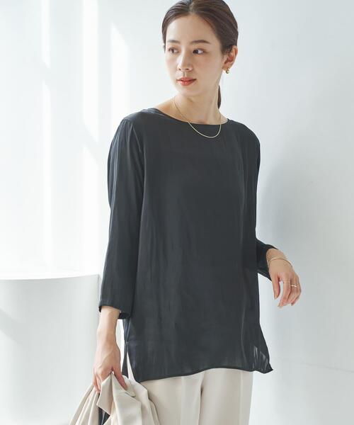 URBAN RESEARCH（アーバンリサーチ）の「ヴィンテージサテンブラウス（シャツ/ブラウス・レディース・オフホワイト/ブラック・FREE）」の2枚目の写真