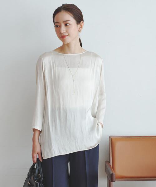 URBAN RESEARCH（アーバンリサーチ）の「ヴィンテージサテンブラウス（シャツ/ブラウス・レディース・オフホワイト/ブラック・FREE）」の8枚目の写真