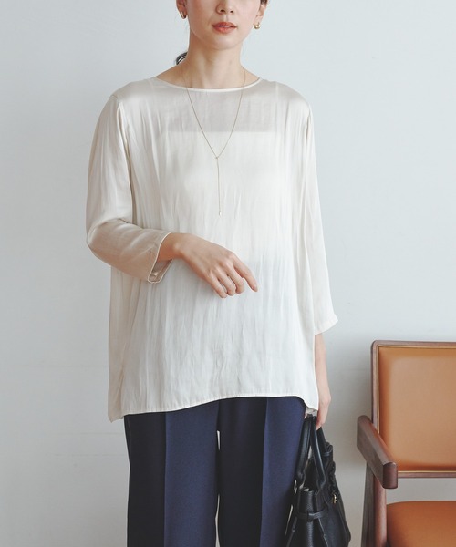 URBAN RESEARCH(アーバンリサーチ)の「ヴィンテージサテンブラウス(シャツ/ブラウス・レディース・オフホワイト/ブラック・FREE)」の7枚目の写真