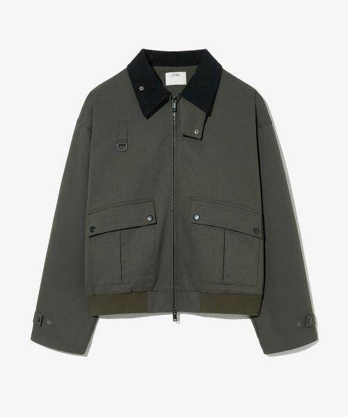 コーデュロイカラー ハンティングブルゾンジャケット_カーキ