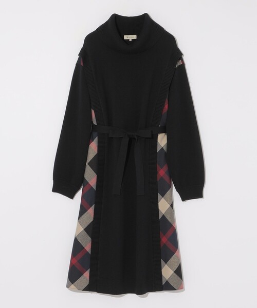 セール】サイドチェック切替ニットワンピース（ワンピース）｜CB