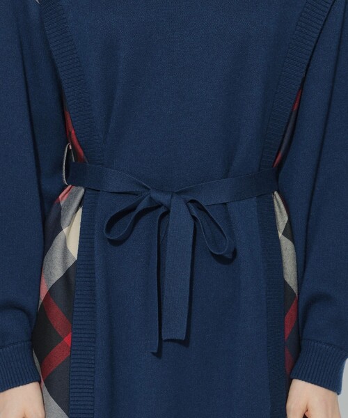 セール】サイドチェック切替ニットワンピース（ワンピース）｜CB